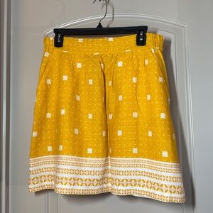 The LOFT Outlet Skirt size M Floral Linen Blend Mustard with pockets  F-1155